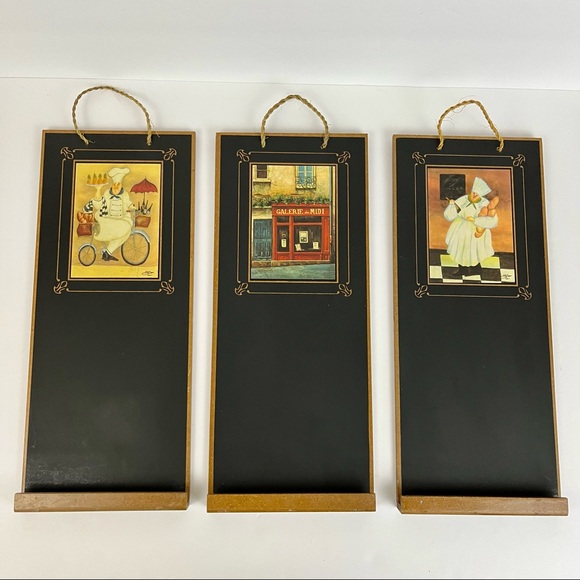 Set of Three Italian Chef Kitchen Hanging Chalk Boards - Picture 1 of 12